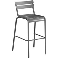 Lancaster Table & Seating Matte Gray Powder Coated Aluminum Outdoor Barstool