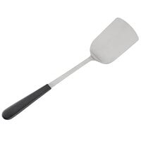 Tablecraft AM3313BK Antimicrobial 14" Stainless Steel Solid Turner / Spatula with Black Handle