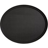 Choice 30" x 25" Black Oval Non-Skid Serving Tray