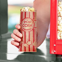 Carnival King 3" x 1 1/2" x 7" 0.6 oz. Kraft Popcorn Bag - 1000/Case
