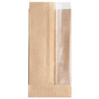 Choice 3 1/2" x 2 1/2" x 7 1/4" Kraft Window Sandwich / Bakery Bag - 500/Case