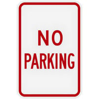 Lavex "No Parking" Reflective Red Aluminum Sign - 12" x 18"