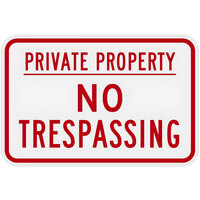 Lavex "Private Property / No Trespassing" Reflective Red Aluminum Sign - 18" x 12"