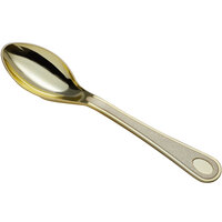 Visions 6 3/4" Satin Heavy Weight Gold Plastic Spoon - 25/Pack