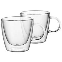 Villeroy & Boch 11-7243-8085 Artesano Barista 8 oz. Double Wall Glass Cup with Handle - 2/Set