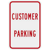 Lavex "Customer Parking" Reflective Red Aluminum Sign - 12" x 18"