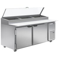 Beverage-Air DP72HC-CL 72" 2 Door Clear Lid Refrigerated Pizza Prep Table