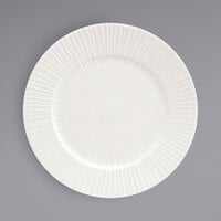 Front of the House DDP087BEP22 Catalyst Focus 9 1/2" European White Embossed Wide Rim Round Porcelain Plate - 6/Case