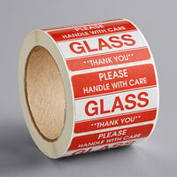 Lavex 2" x 3" Please Handle with Care Glass Gloss Paper Permanent Label - 500/Roll