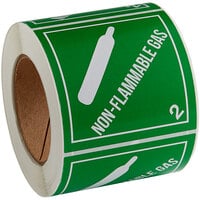 Lavex 4" x 4" Non-Flammable Gas Gloss Paper Permanent Label - 500/Roll