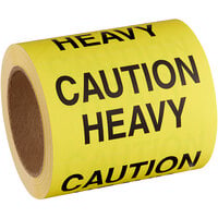 Lavex 3" x 5" Caution Heavy Matte Paper Permanent Label - 500/Roll