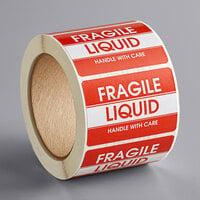 Lavex 2" x 3" Fragile Liquid Handle With Care Gloss Paper Permanent Label - 500/Roll