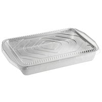 ChoiceHD Smoothwall Silver Extra Large Oblong Foil Entree / Take-Out Pan with Dome Lid 108 oz. - 25/Case