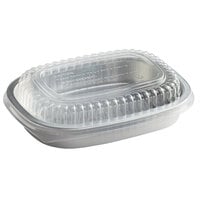 ChoiceHD Smoothwall Silver Small Oblong Foil Take-Out Pan with Dome Lid 23.3 oz. - 100/Case