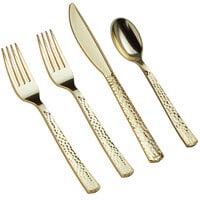 Visions Hammersmith 4-Piece Heavy Weight Gold Plastic Cutlery Set - 25/Pack