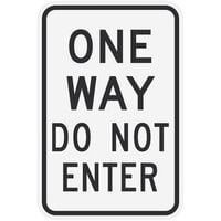 "One Way / Do Not Enter" Reflective Black Aluminum Sign - 12" x 18"
