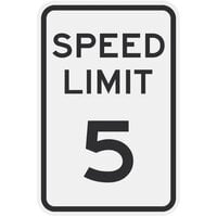 "Speed Limit 5" MPH Reflective Black Aluminum Sign - 12" x 18"