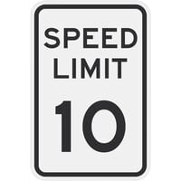 "Speed Limit 10" MPH Reflective Black Aluminum Sign - 12" x 18"