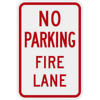 Lavex "No Parking / Fire Lane" Reflective Red Aluminum Sign - 12" x 18"