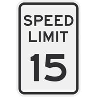 "Speed Limit 15" MPH Reflective Black Aluminum Sign - 12" x 18"