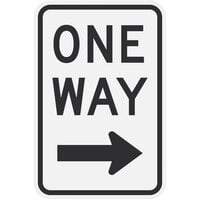 Right Arrow "One Way" Reflective Black Aluminum Sign - 12" x 18"