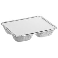 Choice 8 1/2 inchx 6 3/8 inch 3-Compartment Oblong Foil Take-Out Container with Board Lid - 250/Case