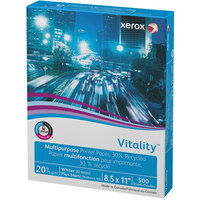 Xerox 3R06296 Vitality 8 1/2" x 11" Bright White Ream of Recycled Multi-Purpose 20# Paper - 500 Sheets