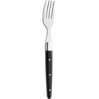 Amefa 252000B000320 Royal 9 1/16" 18/0 High Carbon Stainless Steel Dinner Fork with Black Plastic Handle - 6/Case