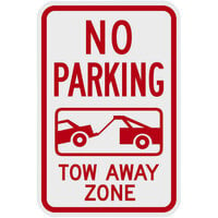 Lavex "No Parking / Tow Away Zone" Reflective Red Aluminum Sign - 12" x 18"