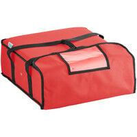 Choice Insulated Pizza Delivery Bag Red Nylon 18" x 18" x 5 1/2" - Holds up to (2) 16" or (1) 18" Pizza Boxes