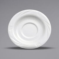 Oneida Buffalo Arcadia by 1880 Hospitality R4510000501 5 5/8" Bright White Embossed Medium Rim Porcelain Saucer - 36/Case