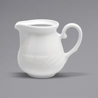 Oneida Buffalo Arcadia by 1880 Hospitality R4510000803 5 oz. Bright White Embossed Medium Rim Porcelain Creamer - 36/Case