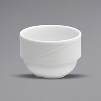 Oneida Buffalo Arcadia by 1880 Hospitality R4510000700 8 oz. Bright White Embossed Medium Rim Porcelain Stackable Bouillon - 36/Case