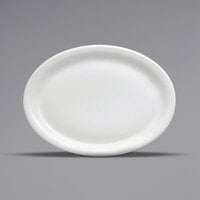 Oneida Buffalo Bright White Ware by 1880 Hospitality F8000000345 10" x 7 3/4" Narrow Rim Oval Porcelain Platter - 12/Case