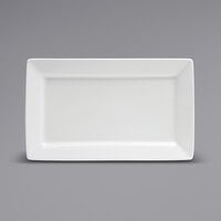 Oneida Buffalo Bright White Ware by 1880 Hospitality F8010000359S 11 3/8" x 7" Rolled Edge Rectangular Porcelain European Platter - 12/Case