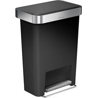 simplehuman CW1385 12 Gallon / 45 Liter Black Rectangular Front Step-On Trash Can with Liner Pocket