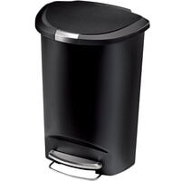 simplehuman CW1355 13 Gallon / 50 Liter Black Semi-Round Step-On Trash Can