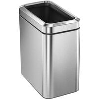 simplehuman CW1490 6.6 Gallon / 25 Liter Brushed Rectangular Stainless Steel Slim Open Top Wastebasket / Trash Can