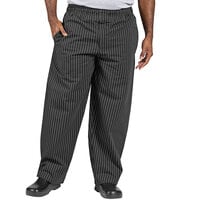 Uncommon Chef 4003 Unisex Black / White Pinstripe Customizable Yarn-Dyed Chef Pants