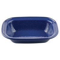 Tablecraft 10159 Enamelware 9 1/4" x 7" Blue Pan with Speckles