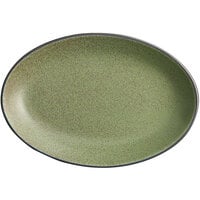 Acopa Embers 9 1/2" x 6 1/2" Moss Green Matte Coupe Stoneware Platter - 12/Case