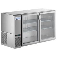 Avantco UBB-60-GT-G-S 60" Stainless Steel Underbar Height Narrow Glass Door Back Bar Refrigerator with Galvanized Top and LED Lighting