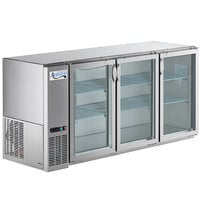 Avantco UBB-72-GT-G-S 73" Stainless Steel Underbar Height Narrow Glass Door Back Bar Refrigerator with Galvanized Top and LED Lighting
