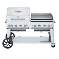 Crown Verity CV-MCB-60RGP-NG Natural Gas 60" Mobile Outdoor Grill with RGP Roll Dome and Griddle