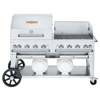 Crown Verity CV-CCB-60RWP Liquid Propane 60" Club Grill with 2 Horizontal Propane Tanks and RWP Roll Dome / Wind Guard Package