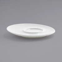 Front of the House DCS038WHP23 Harmony 4 1/2" Bright White Coupe Round Porcelain Saucer - 12/Case