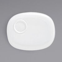 Front of the House DAP058WHP21 Harmony 10 1/2" x 8 1/4" Bright White Coupe Oval Porcelain Plate with Built-In Well - 4/Case