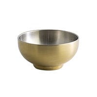 Front of the House DBO069GOS22 Harmony 10 oz. Matte Brass Brushed Stainless Steel Round Double Wall Bowl - 6/Case