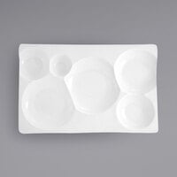 Front of the House BPT037WHP21 Harmony Bento 15 1/2" x 10" Bright White 6-Compartment Rectangular Porcelain Platter - 4/Case