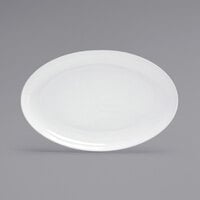 Front of the House DOS025WHP21 Harmony 11 1/2" x 7 1/2" Bright White Coupe Oval Porcelain Plate - 4/Case